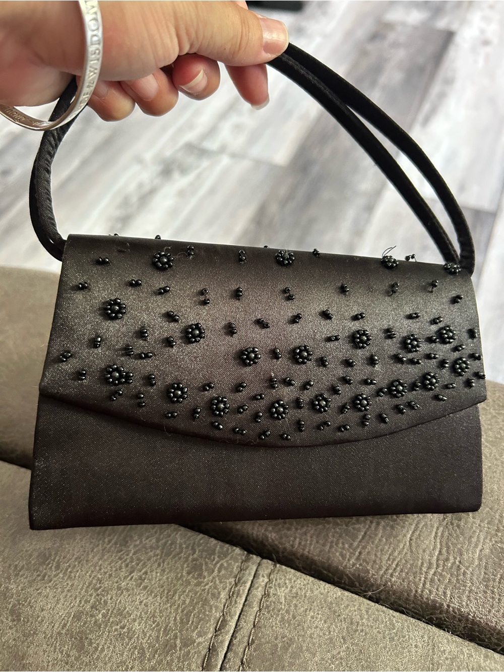 4/$100 Classic Black Beaded Evening Handbag purse - Picture 2 of 5